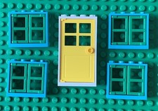 LEGO Windows & Door Set Turquoise Green 4 Windows (1 x 4 x 3) 1 Door (1 x 4 x 6)