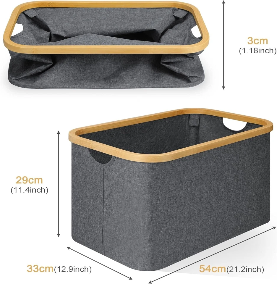 Wäschekorb Faltbar 50 Liter Wäschebox Bambus Stoff Wäsche Aufbewahrung Korb C509 - Bild 2 von 4