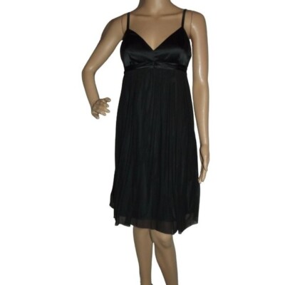 The Limited 4 Black Satin Cami Empire Waist Babydoll Dress formal satin  mesh | eBay