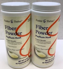 Foster & Thrive Fiber Powder, Psyllium Husk, 13oz, 2 pack, Exp. 12/2026