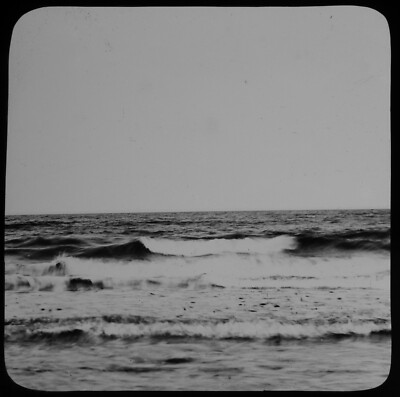 DIE WELLEN VON BRAY CO WICKLOW IRLAND UM 1889 Magische Laterne Dia FOTO MEERESSTUDIE