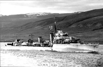 British Royal Navy Battleship HMS Fury SHIPPING NAVAL OLD PHOTO