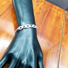 Genuine Diamond 0.25ctw sterling silver bracelet oval link pave 4mm