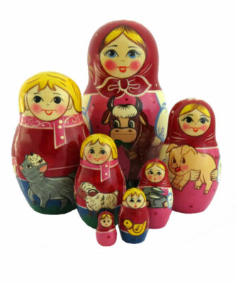 Rco - 5 poupées russes Matrochkas en bos brut | Matryoshka doll Rco - 5 poupées russes Matrochkas en bos brut | Matryoshka doll