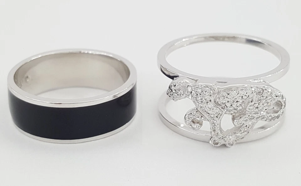 Chaqueta Pantera Diamante Hidalgo y Anillo Diamante Esmalte Negro Oro Blanco 18K Foto 4 de 4