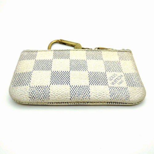 Auth Louis Vuitton Damier Azur Coin Purse Key Case Key Ring Pochette Cles N62659