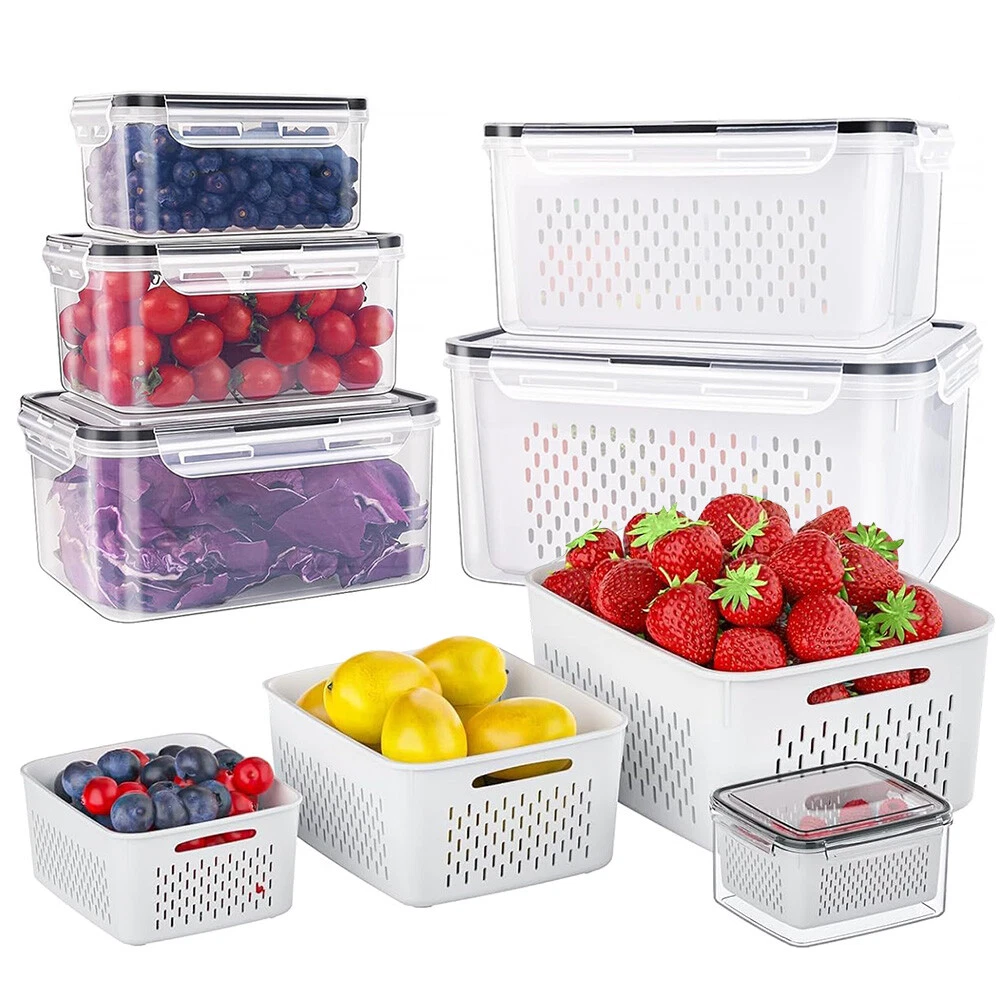6 PCS Fruit Storage Containers for Fridge with Removable Colanders Food Airtight
Opens in a new wind