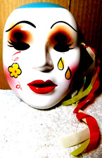 Unbranded Decorative Mardi Gras Decor. Mask 7 1/2"x5 3/4" Yellow Flower Tears