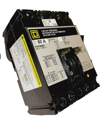 SQUARE D 60 AMP CIRCUIT BREAKER 3 POLE 600 VAC / 250 VDC  FHP36060