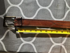 Eddie Bauer brown leather belt - Made in USA - 38 Brass Buckle 1.5" wide