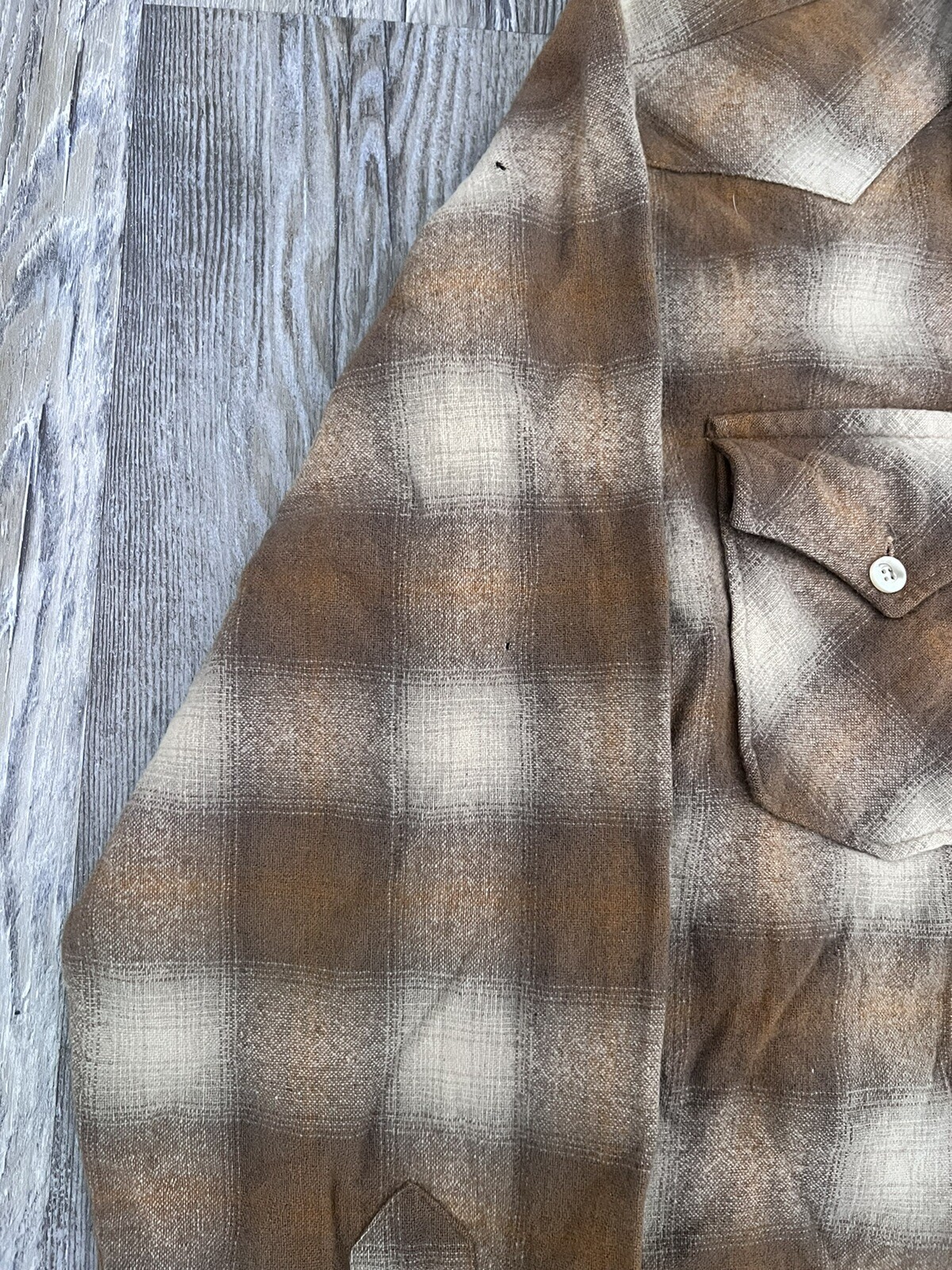 Pendleton Wool Shirt Brown Plaid Button-Front Mad… - image 3
