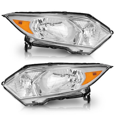 WEELMOTO Pair Headlights For 2016-2018 Honda HR-V HRV Halogen Chrome Headlamps