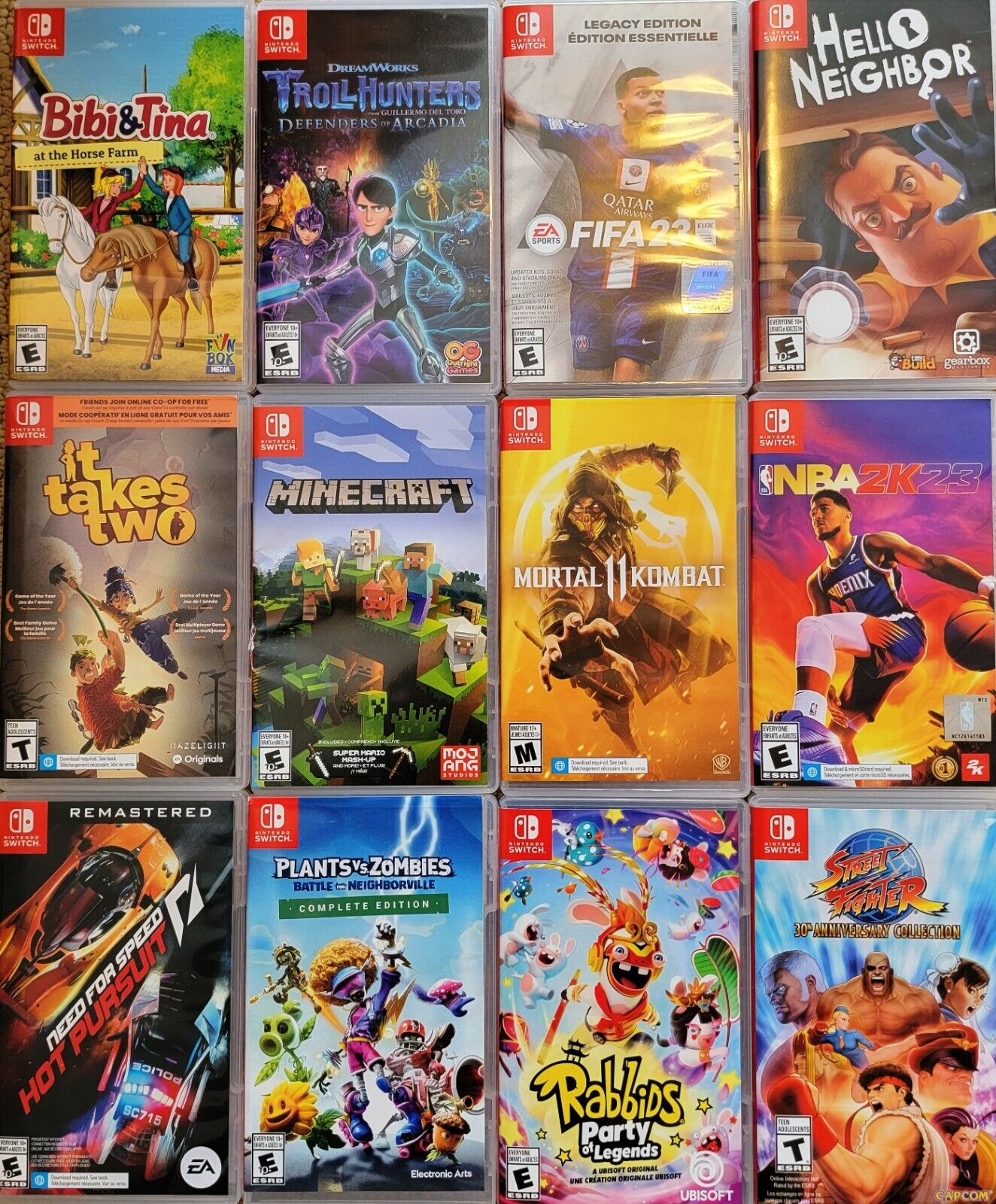 Nintendo Switch Video Game Lot -FIFA 23 NBA 2k23 Troll Hunter Ring Fit  Rabbid