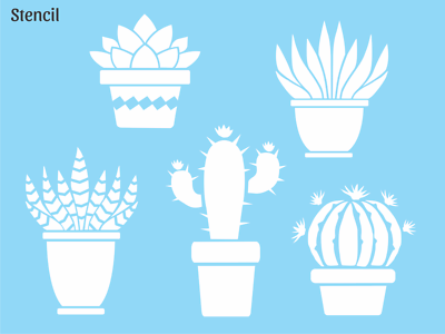 5) Garden Cactus Stencil Succulent Zebra Aloe Vera Saguaro Ball Barrel DIY  Sign | eBay