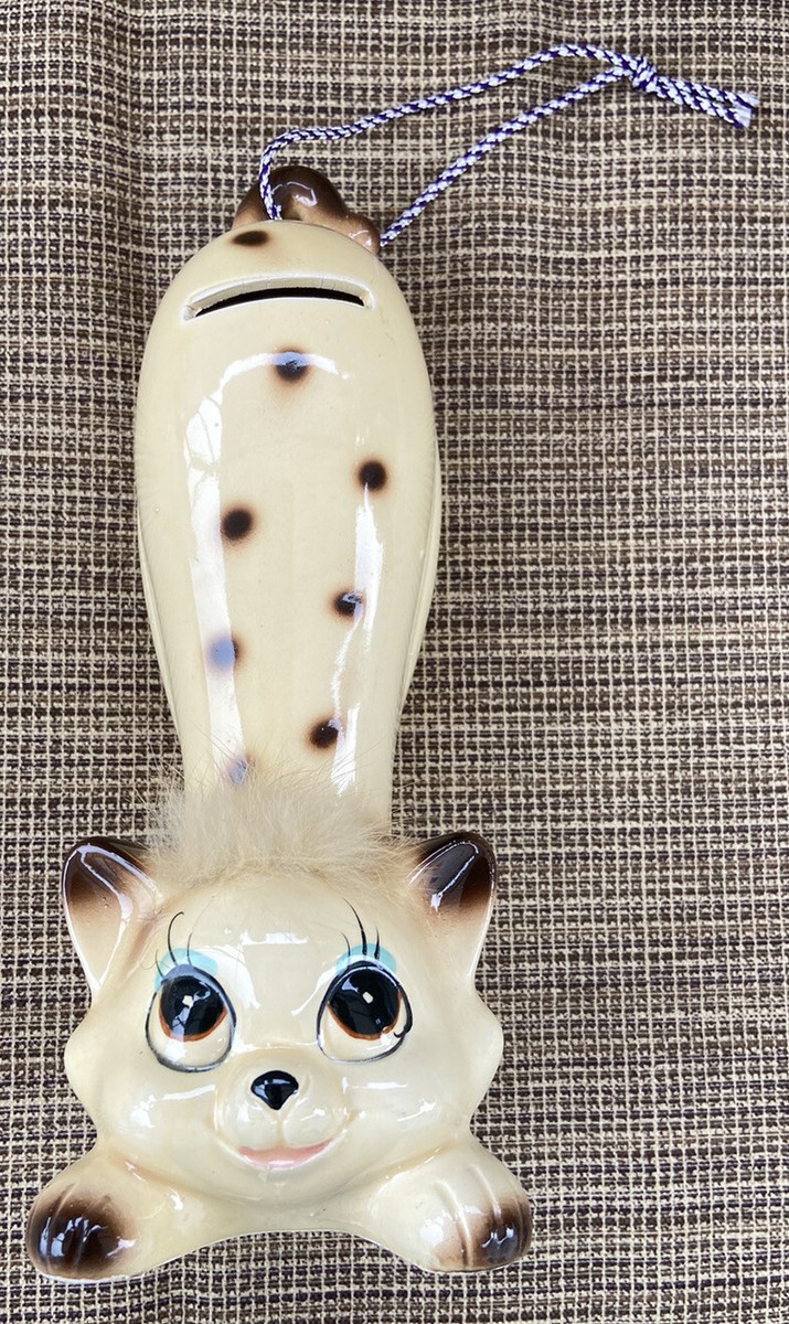 Vintage Japanese Animal Kawaii Ceramic Kitsch big eye cat bank