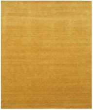 Golden Peach Solid Design Hand-Loomed 8X10 Gabbeh Wool Rug Oriental Carpet