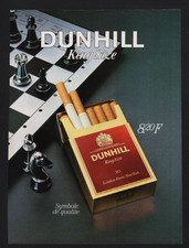 publicite 1986 tabac cigarettes DUNHILL cigarette echecs echiquier pion 
