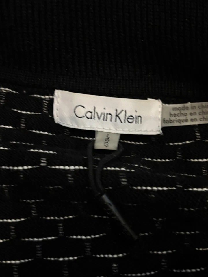 Suéter Calvin Klein Capucha Cuello Tortuga Mujer Grande Negro Blanco Geométrico Foto 3 de 4