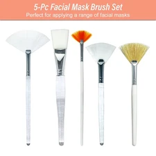 5-Pc Facial Mask Brush Set Glycolic Acid Peel Applicators DIY Spa Face Cleansing