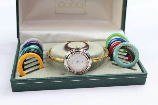 15 Gucci 11/12 Interchangeable Bezel Watch Quartz Working