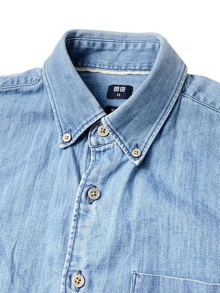 Men Uniqlo Shirt Blue Denim 34 / XS / 42