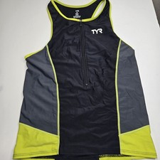 TYR Men's Competitor Triathlon Activewear Tank Top Half Zip Black XL. A8