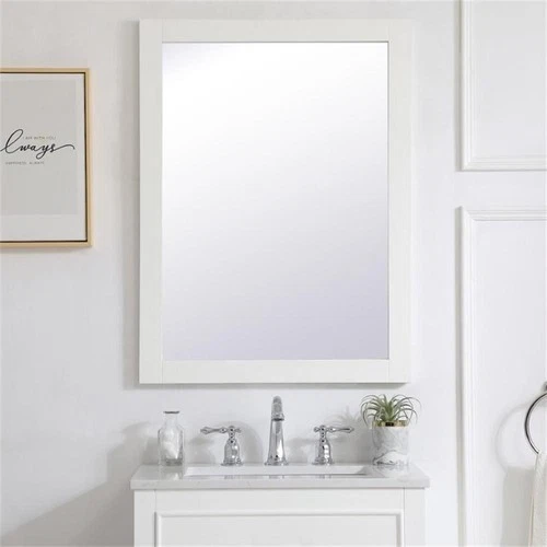 Elegant Decor Aqua 32" x 24" Wood Frame Bathroom Mirror in White - Picture 2 of 10