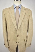 1980-90's Unbranded Brown/Blue Herringbone Wool Two Button Sport Coat Size: 42R