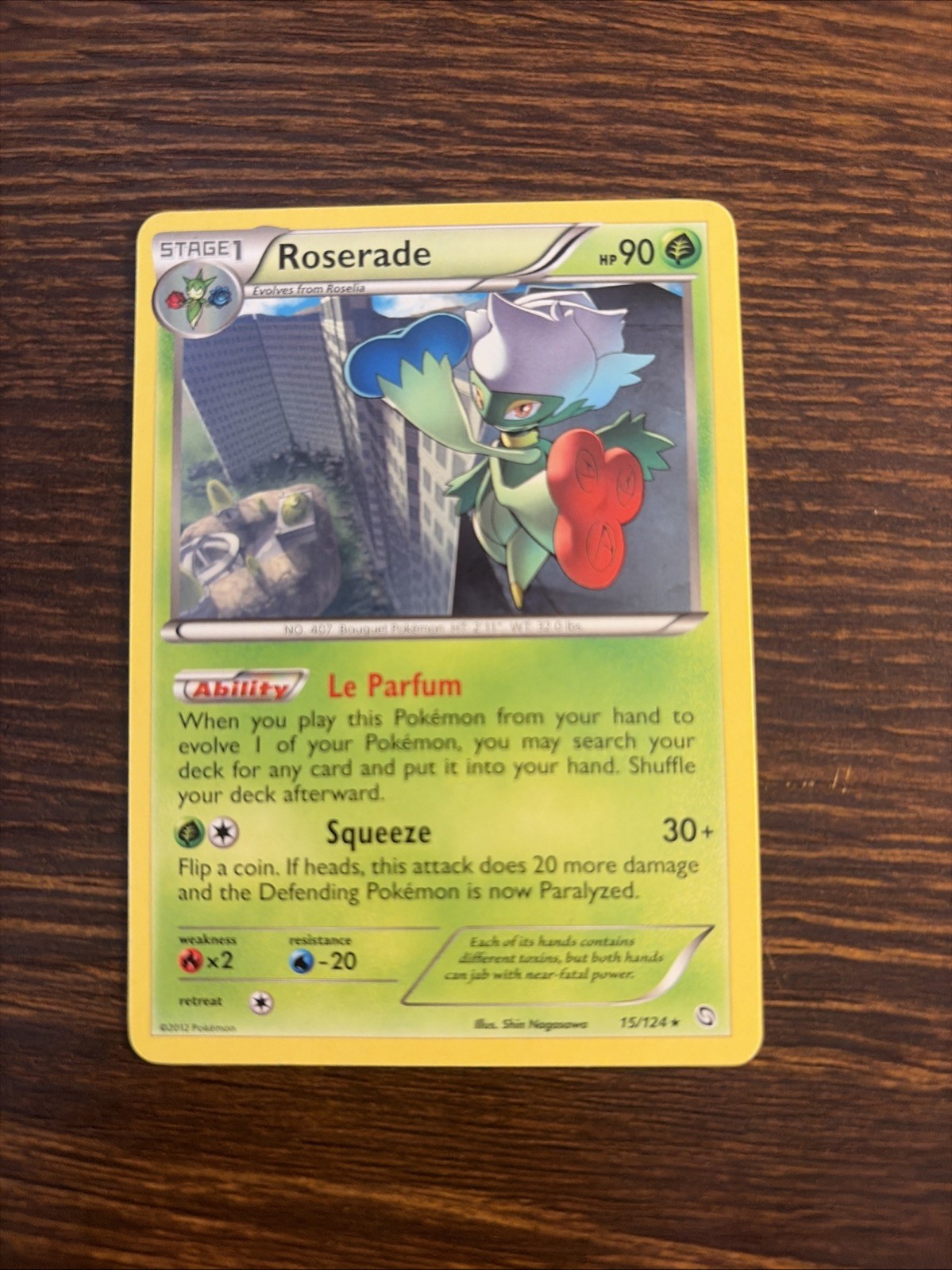 Roserade 15/124 - Dragons Exalted Rare Non-Holo Pokemon Playable Card 2012 - LP