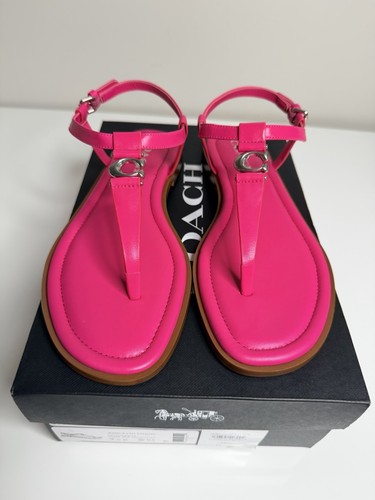 Coach Women's Jessica Genuine Leather Sandal Pink Dragon Fruit Size 7.5