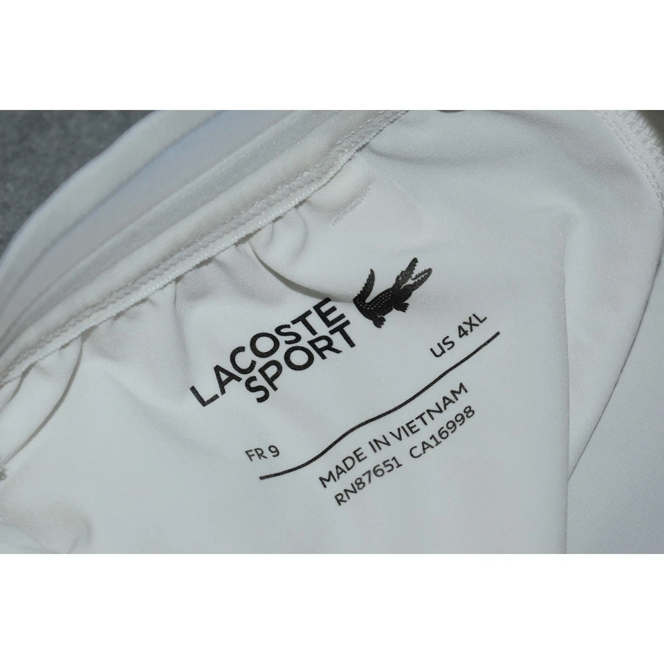 Lacoste Gym Shorts Alligator Mens Size 4XL White W Pockets Performance Stretch - Image 3 of 4