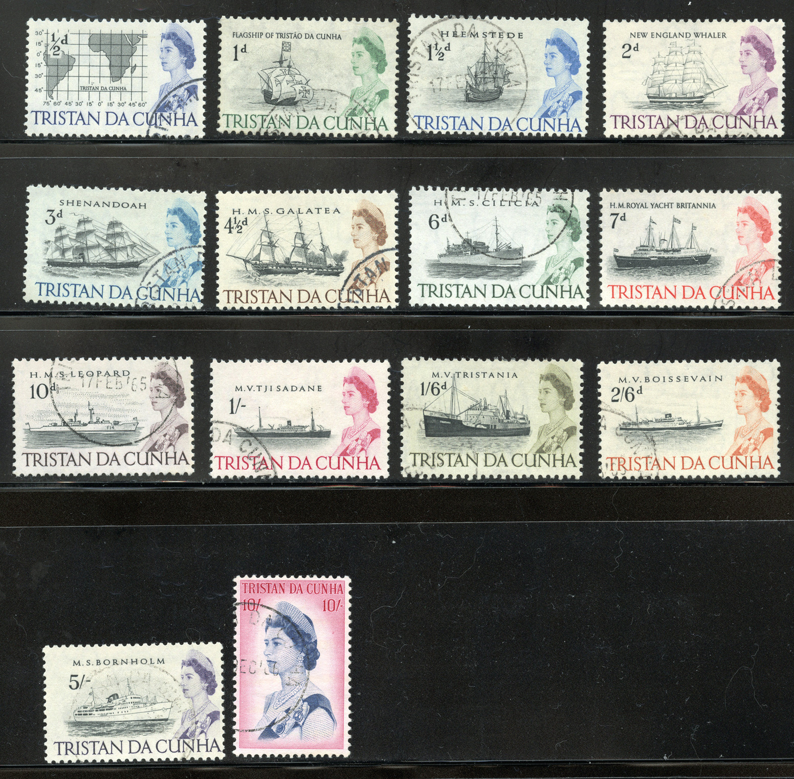 Tristan da Cunha 1961 complete set Scott# 71-84, SG 71-84, Used, QEII