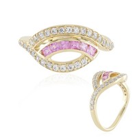 Cavill Damenring 9K Gelbgold 0,38Ct Pink Saphir Zirkon Echtschmuck- Echtschmuck