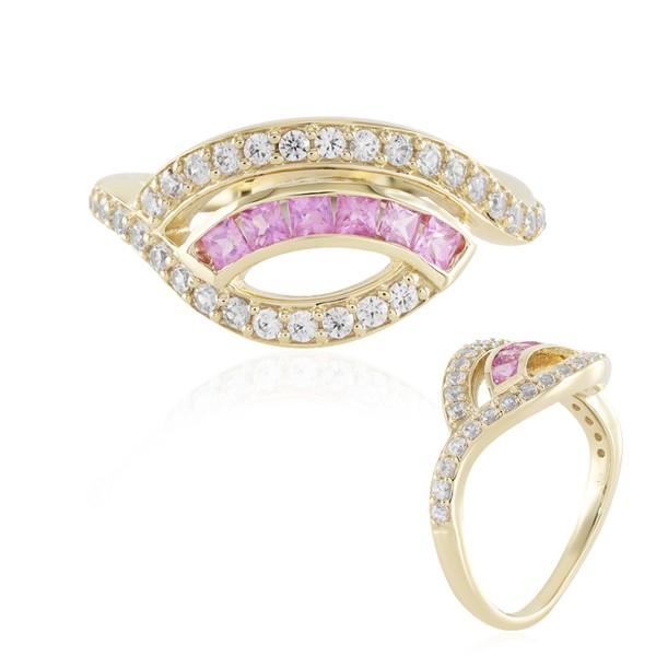 Cavill Damenring 9K Gelbgold 0,38Ct Pink Saphir Zirkon Echtschmuck- Echtschmuck-image