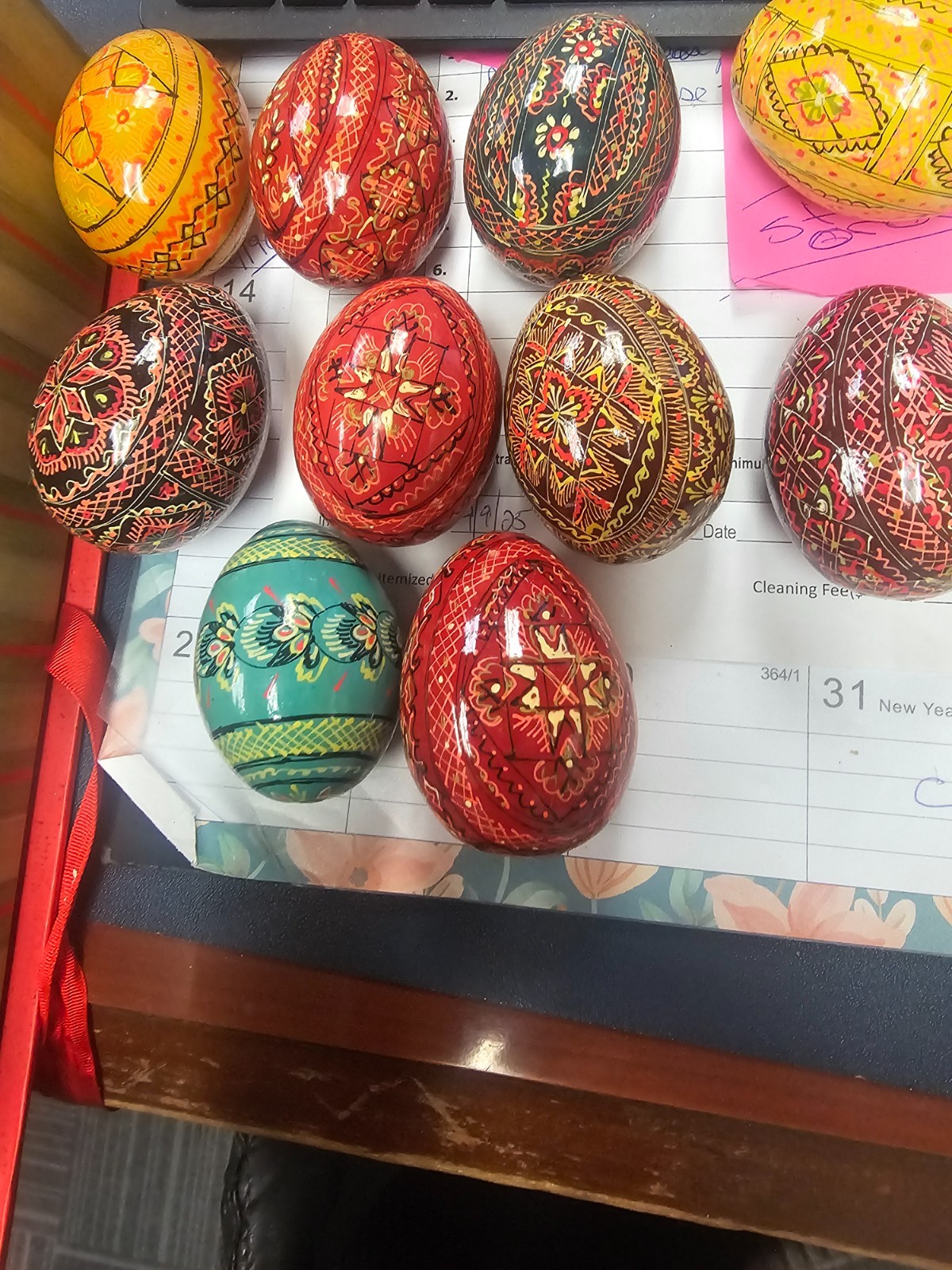 pysanky ukrainian eggs lot of 9 vintage