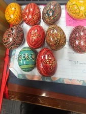 pysanky ukrainian eggs lot of 9 vintage