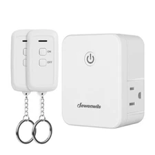 DEWENWILS 2 Side Outlets Remote Control Outlet with 2 Remotes,15A/1875W, 100ft