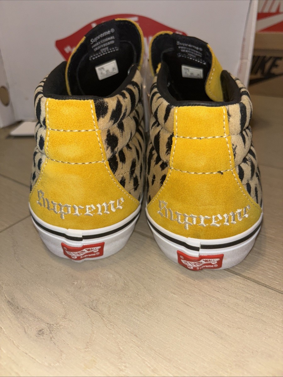 VANS Sk8 Mid Pro Supreme Cheetah Velvet Yellow Size 11.5 | eBay