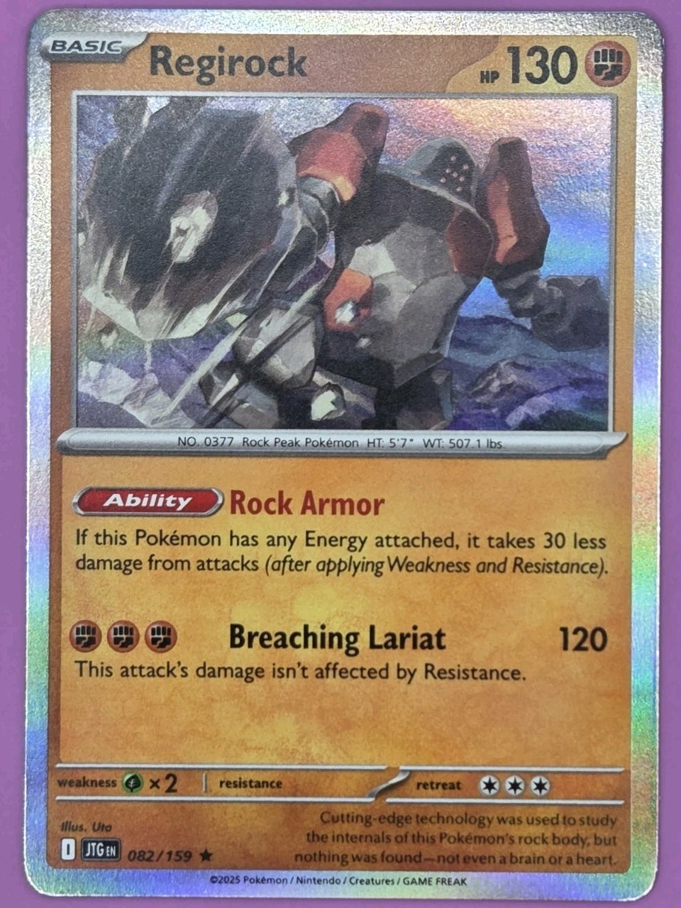 Pokemon TCG Regirock S&V Journey Together 082/159 Holo Rare Card NM