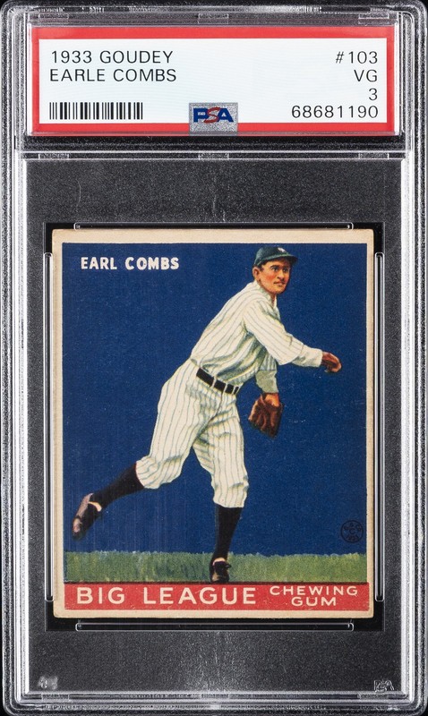 1933 GOUDEY #103 EARLE COMBS PSA 3