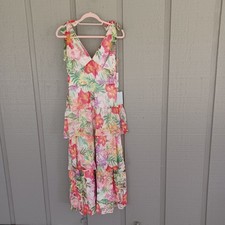 Julia Jordan Floral Tie Strap Tiered Dress Size 2 Women Wedding Guest Feminine