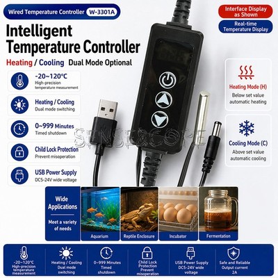 W-3301A DC 5-24V Digital Timer Switch Thermostat Temperature Controller -20~120 