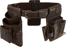 Ox Pro Drywall Tool Belt - 22-Pocket Leather Tool Belt Pouches - Made of Oil-Tan