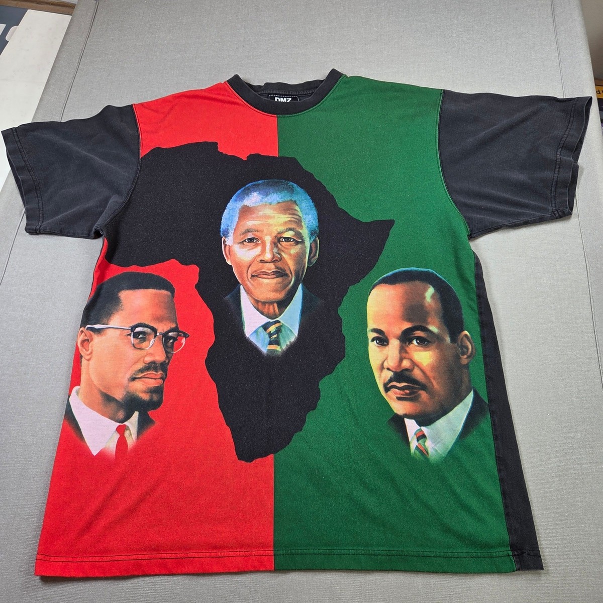 DMZ Malcolm X MLK Mandela Africa Graphic T Shirt XL Pan African Tee Black