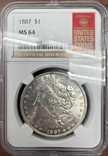 1887 P Morgan Silver Dollar NGC MS64 Official Red Book Holder Rare