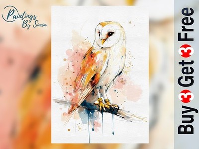 Schleiereule | 5''x7'' Druck auf mattem Papier | Eule Vogel Wandbild