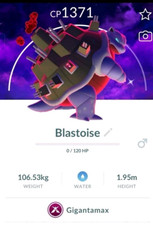 Pok mon Go SHINY BLASTOISE GigantaMax SHINY MAX FINALE BACKGROUND - PTC ACC