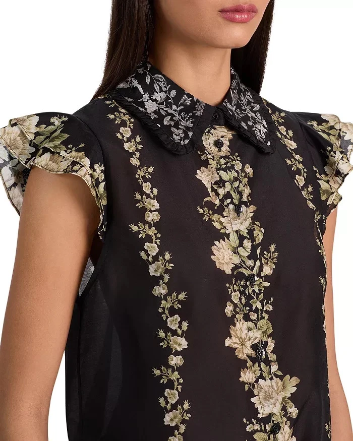 ALICE & OLIVIA (L )MARTEL FREE FALLING FLUTTER SLEEVE TOP NWT MSRP $330 - Image 2 of 4