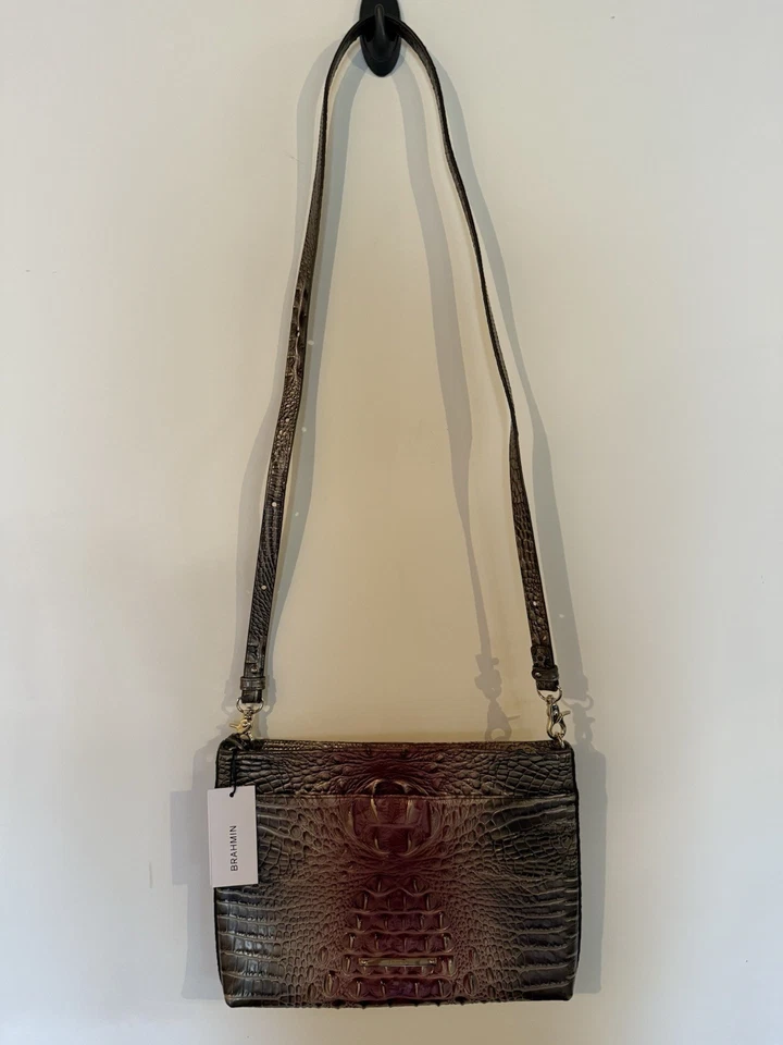 Bolso Bandolera Brahmin Remy en Cuero Repujado Cocodrilo, Colores Ombre Nuevo Con Etiquetas Foto 3 de 4
