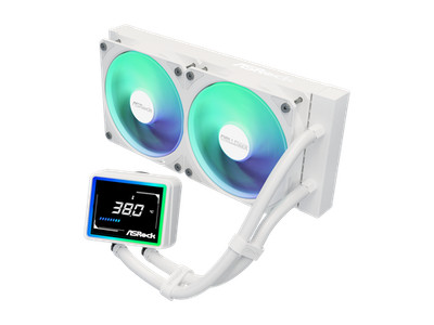 ASRock AIO Challenger White 240 Digital 27mm radiator, 3'' Digital Display w/